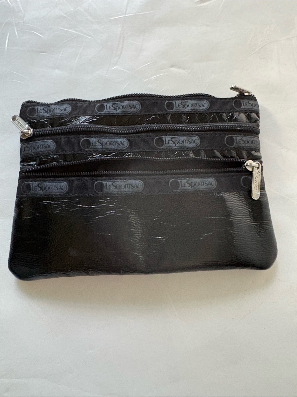 Lesportsac Black Patent Multi-Zip Pouch